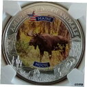 yɔi/iۏ؏tz AeB[NRC RC   [] 2021 Cook Islands $5 Maine Moose NGC MS70 Silver OZ State Animal 999