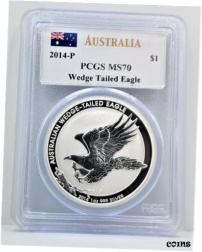 ڶ/ʼݾڽա ƥ    [̵] 2014 P Australia Wedge Tailed Eagle 1oz 999 Silver Dollar PCGS MS70 Mercanti C38