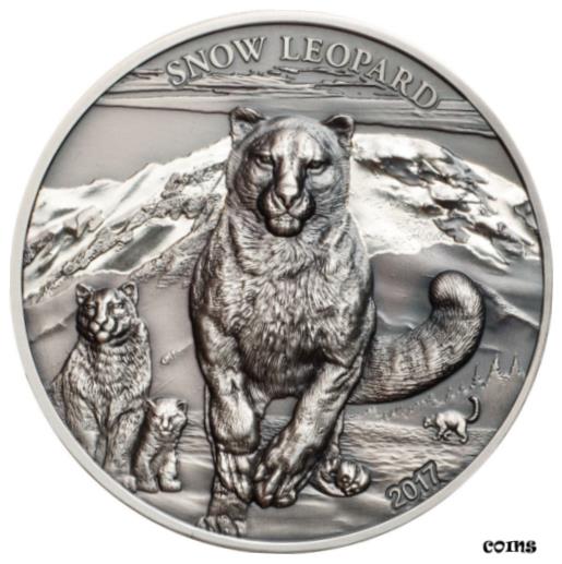 【極美品/品質保証書付】 アンティークコイン コイン 金貨 銀貨 [送料無料] 2017 Mongolia SNOW LEOPARD High Relief Animals 1 Oz Silver Coin 500 Togrog