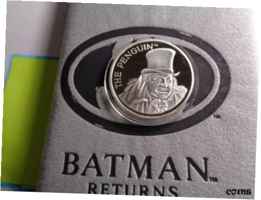 【極美品/品質保証書付】 アンティークコイン コイン 金貨 銀貨 [送料無料] BATMAN RETURNS PENGUIN DANNY DEVITO 1992 MOVIE RARE 999 SILVER COIN CASE COA