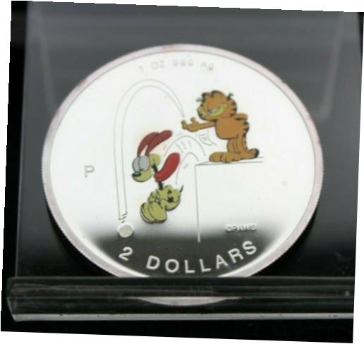 yɔi/iۏ؏tz AeB[NRC RC   [] GARFIELD ODIE ENAMEL COLOR PERTH MINT 1999 COOK ISLAND $2 999 SILVER COIN RARE