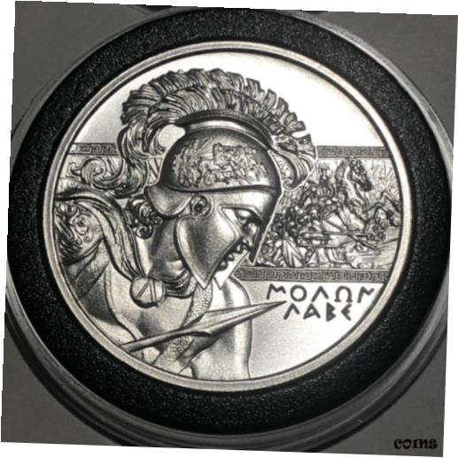 【極美品/品質保証書付】 アンティークコイン コイン 金貨 銀貨 送料無料 Molon Labe Spartan Warrior 1 Troy Oz .999 Fine Pure Silver Round Coin Medal 999
