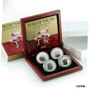 カンボジア 3000 リエル 銀貨 4 枚セット 亥年 太陰色 2007Cambodia 3000 riels set of 4 silver coins Year of the Pig Lunar coloured 2007