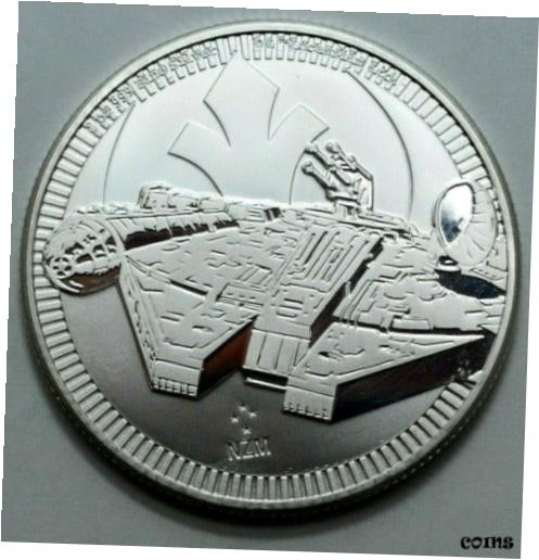 【極美品/品質保証書付】 アンティークコイン コイン 金貨 銀貨 [送料無料] 2021 MILLENNIUM FALCON 1 Oz 999 SILVER $2 NIUE STAR WARS Coin Round NZM