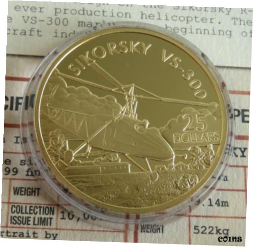 【極美品/品質保証書付】 アンティークコイン コイン 金貨 銀貨 送料無料 SIKORSKY VS-300 2005 SOLOMON ISLANDS 25 1oz .999 SILVER PROOF - coa