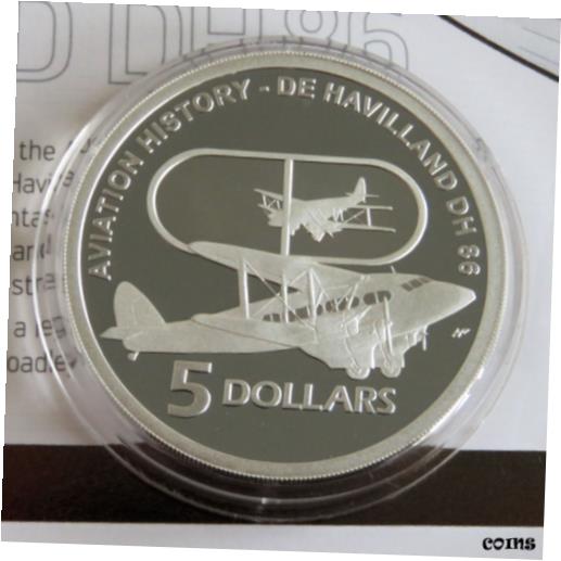 【極美品/品質保証書付】 アンティークコイン コイン 金貨 銀貨 送料無料 AUSTRALIA 2009 DE HAVILLAND DH86 AVIATION HISTORY 5 1oz .999 SILVER PROOF - coa