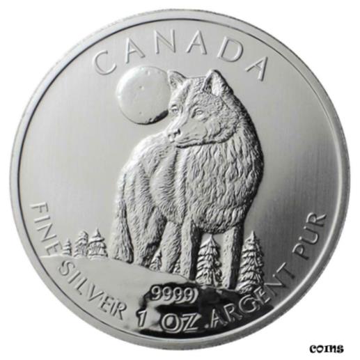  アンティークコイン コイン 金貨 銀貨  Canada 5 dollars 2011-Canadian Wildlife Series (1.) - The Wolf - 1 OZ Silver ST-