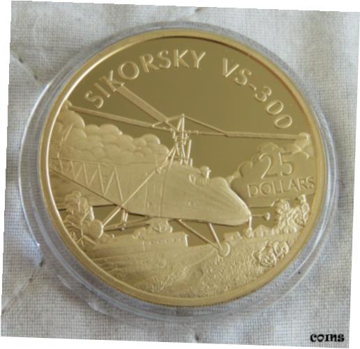 【極美品/品質保証書付】 アンティークコイン コイン 金貨 銀貨 送料無料 SIKORSKY VS300 2005 SOLOMON ISLAND 25 1oz .999 SILVER PROOF - 24 ct gold plate