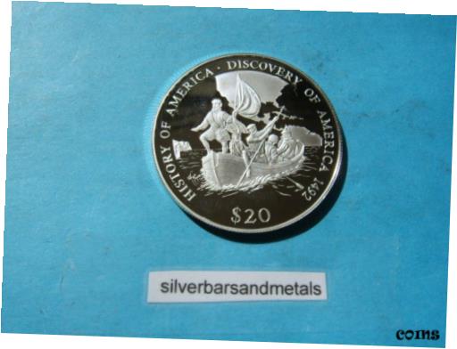  アンティークコイン コイン 金貨 銀貨  COLUMBUS DISCOVERS AMERICA 999 SILVER $20 LIBERIA COIN HISTORICAL ITEM