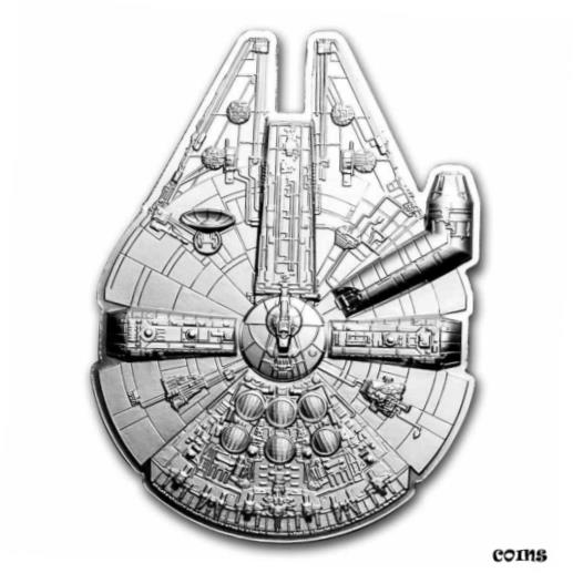 【極美品/品質保証書付】 アンティークコイン コイン 金貨 銀貨 [送料無料] Star Wars Millennium Falcon 3oz Silver Shaped Coin NZ MINT New