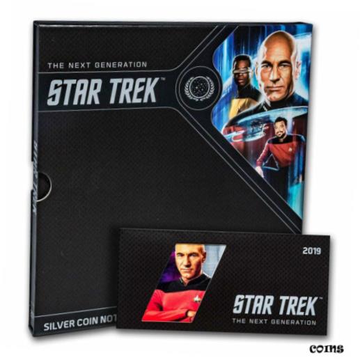  アンティークコイン コイン 金貨 銀貨  2019 Niue 5 gram Silver $1 Note Star Trek Captain Picard w/Album - SKU#200143