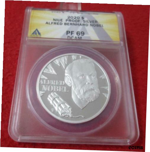  アンティークコイン コイン 金貨 銀貨  2020 NIUE SILVER $1 ALFRED BERNHARD NOBEL ANACS PF 69DCAM