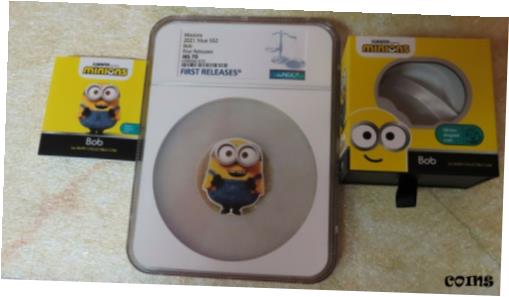 【極美品/品質保証書付】 アンティークコイン コイン 金貨 銀貨 [送料無料] 2021 Despicable Me MINION BOB NGC MS70 FIRST RELEASES NIUE .999 SILVER COIN