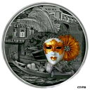 2019 ニウエ $5 ベネチアン マスク アンティーク仕上げ シルバー コイン - ボックス & COA - 300 個2019 Niue $5 VENETI...