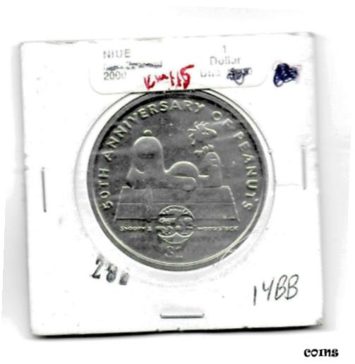  アンティークコイン コイン 金貨 銀貨  Niue Snoopy and Woodstock 50th Anniversary of Peanuts 2000 1 Dollar BU Big Coin