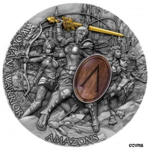 yɔi/iۏ؏tz AeB[NRC RC   [] 2019 Niue Woman Warrior AMAZONS 2oz Antique Finish Silver Coin