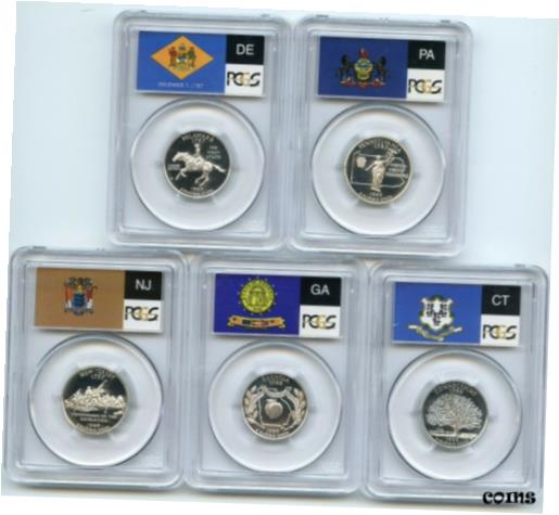 【極美品/品質保証書付】 アンティークコイン 銀貨 1999 - 2008-S SILVER Quarter PCGS PR70 Deep Cameo 50 State Complete Flag Set [..