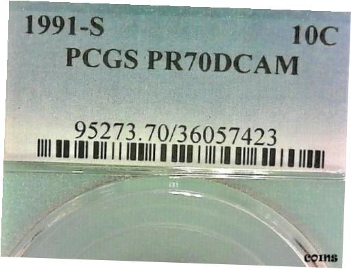 米国 - P.C.G.S.1991-S PR70DCAM ダイム KM# 195aUNITED STATES--P.C.G.S.1991-S PR70DCAM DIMES KM# 195a