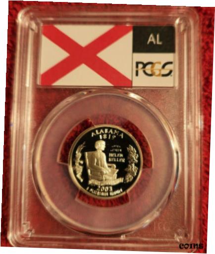 楽天金銀プラチナ　ワールドリソース【極美品/品質保証書付】 アンティークコイン コイン 金貨 銀貨 [送料無料] 2003 s silver proof Alabama statehood quarter PCGS PR 70 DCAM （flag label）