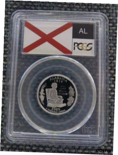 楽天金銀プラチナ　ワールドリソース【極美品/品質保証書付】 アンティークコイン コイン 金貨 銀貨 [送料無料] 2003-S 25c Alabama SILVER State Flag Label Quarter Proof Coin PCGS PR70DCAM