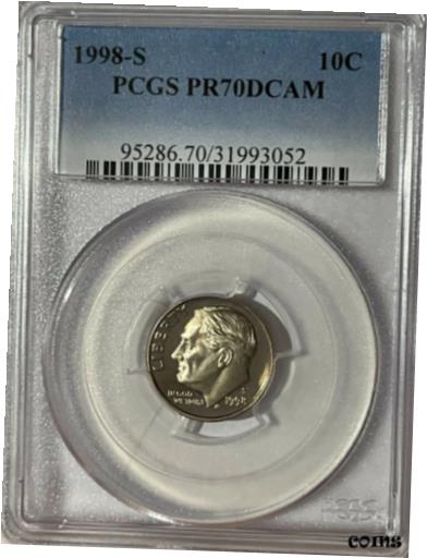 1998-S 10C ルーズベルト ダイム PCGS PR70 DCAM1998-S 10C Roosevelt Dime PCGS PR70 DCAM