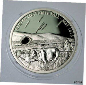 レア パラオ南丹隕石 2006 $5.925 シルバーコイン、隕石 COA 付きRARE Palau Nantan Meteorite 2006 $5 .925 Silver Coin w/ piece of Meteorite COA