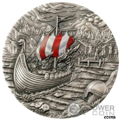 【極美品/品質保証書付】 アンティークコイン コイン 金貨 銀貨 送料無料 VIKINGS Afterlife Rites of Passage 2 Oz Silver Coin 10 Palau 2021