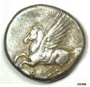 ギリシャ コリント AR シルバー スターター コイン (紀元前 375 〜 300 年) ペガサスとアテナ - 良好な VFGreek Corinth AR ...