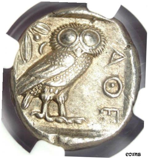 【極美品/品質保証書付】 アンティークコイン 銀貨 Attica Athens Athena Owl AR Tetradrachm Silver Coin 440-404 BC. Certified NGC AU 送料無料 sct-wr-010888-25