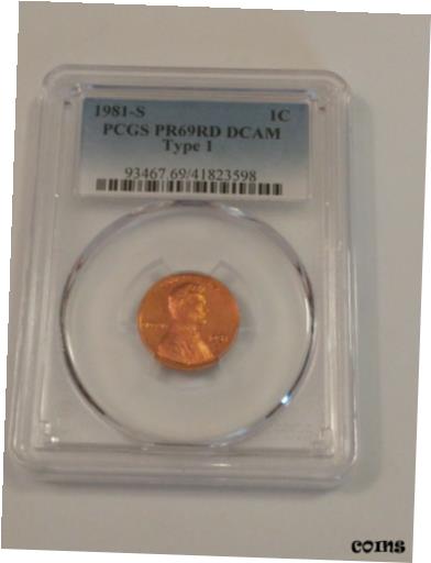 1981-S タイプ 1、プルーフ リンカーン ペニー (1C) PCGS PR69 RD(レッド) DCAM (ディープ カメオ)1981-S Type-1,Proof Lincoln Penny (1C) PCGS PR69 RD(Red) DCAM (Deep Cameo)
