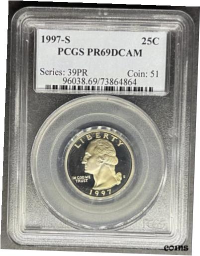 【極美品/品質保証書付】 アンティークコイン コイン 金貨 銀貨 [送料無料] 1997-S Proof Washington Quarter PCGS PR-69 DCAM, Buy 3 Items, Get $5 Off!