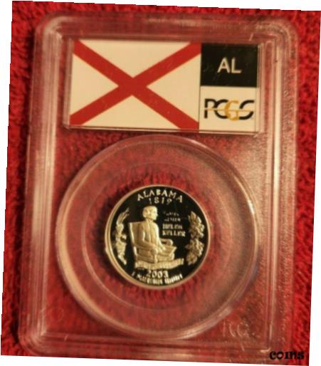 楽天金銀プラチナ　ワールドリソース【極美品/品質保証書付】 アンティークコイン コイン 金貨 銀貨 [送料無料] 2003 s silver proof Alabama statehood quarter PCGS PR 69 DCAM （flag label）