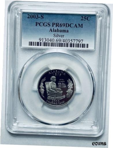 楽天金銀プラチナ　ワールドリソース【極美品/品質保証書付】 アンティークコイン コイン 金貨 銀貨 [送料無料] 2003-S Alabama Statehood Silver Quarter PCGS PR69DCAM