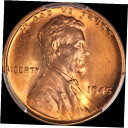 【極美品/品質保証書付】 アンティークコイン コイン 金貨 銀貨 送料無料 1945-P Lincoln Cent PCGS MS66 RD Blazing Red Gem Great Eye Appeal