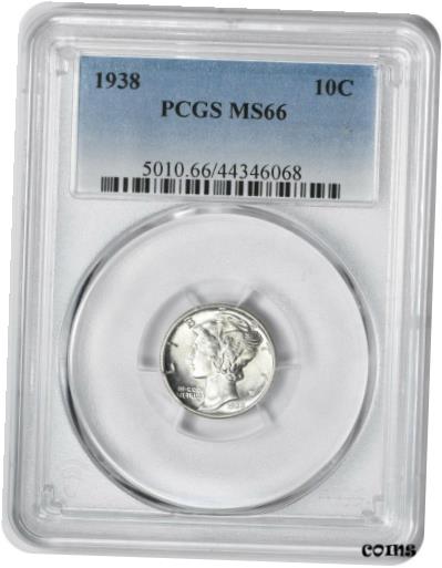 【極美品/品質保証書付】 アンティークコイン コイン 金貨 銀貨 [送料無料] 1938 Mercury Silver Dime MS66 PCGS