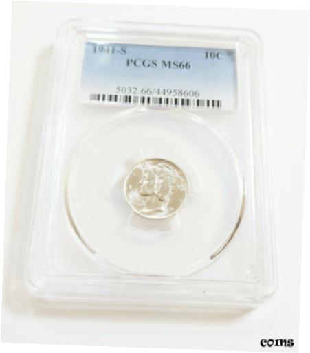 【極美品/品質保証書付】 アンティークコイン コイン 金貨 銀貨 [送料無料] 1941 S Mercury Silver Dime Coin PCGS MS66 beautiful blast white coin.