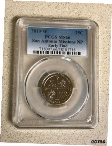 【極美品/品質保証書付】 アンティークコイン 硬貨 2019-W ATB San Antonio Missions NP Quarter - PCGS MS66 - Early Find [送料無料] #oot-wr-010925-4436
