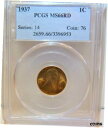 1937 リンカーン ウィート ペニー セント PCGS 認定 MS66RD レッド - 送料無料!1937 Lincoln Wheat Penny Cent ...