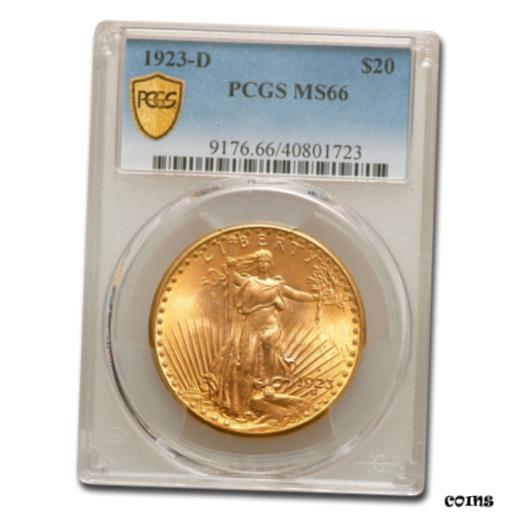 【極美品/品質保証書付】 アンティークコイン 金貨 1923-D $20 Saint-Gaudens Gold Double Eagle MS-66 PCGS - SKU #58965 [送料無料] #got-wr-010943-1528