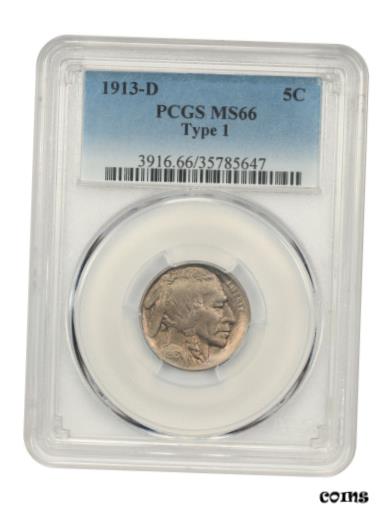 ڶ/ʼݾڽա ƥ    [̵] 1913-D 5c PCGS MS66 (Type 1) Lovely Denver Mint Example - Buffalo Nickel