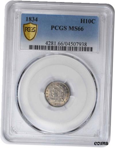 【極美品/品質保証書付】 アンティークコイン 銀貨 1834 Bust Silver Half Dime MS66 PCGS [送料無料] #sot-wr-010943-2790