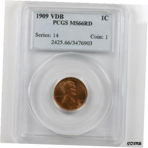 【極美品/品質保証書付】 アンティークコイン コイン 金貨 銀貨 [送料無料] 1909 VDB Lincoln 1C PCGS Certified MS66RD Mint State Graded 66 Red Copper