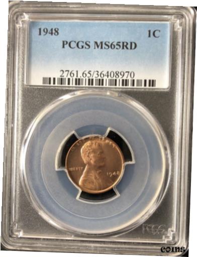 1948 1C RD 󥫡 1  PCGS MS65RD 364089701948 1C RD Lincoln Wheat ...