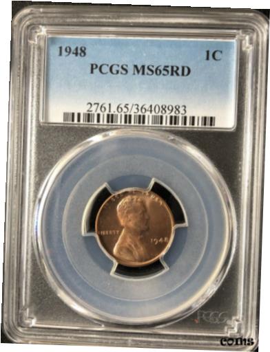 1948 1C RD 󥫡 1  PCGS MS65RD 364089831948 1C RD Lincoln Wheat ...