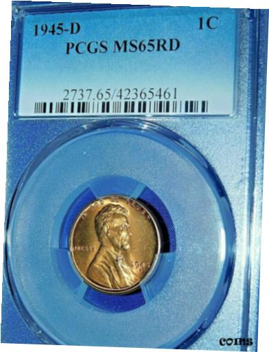 【極美品/品質保証書付】 アンティークコイン コイン 金貨 銀貨 [送料無料] 1945-D 1C RD Lincoln Wheat Cent-PCGS #2727 Grade MS65RD--560-1