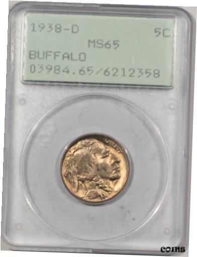 yɔi/iۏ؏tz AeB[NRC d 1938-D BUFFALO NICKEL - PCGS MS-65, LOOKS 67, PREMIUM QUALITY! [] #oot-wr-010945-2048