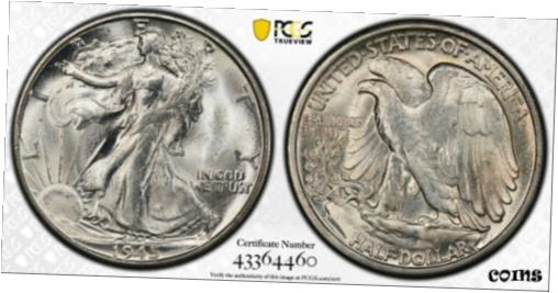 1945 S ウォーキング リバティ ハーフ PCGS MS 65 スノーブラストホワイトブルームのゴージャスな宝石1945 S WALKING LIBERTY HALF PCGS MS 65 GORGEOUS GEM WITH SNOWY BLAST WHITE BLOOM