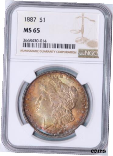 yɔi/iۏ؏tz AeB[NRC RC   [] 1887 Morgan Silver Dollar | NGC MS65 | Dual-sided Gem Morgan | Blueberry Reverse