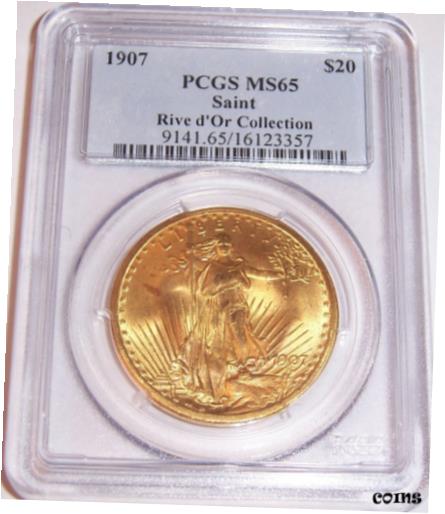 【極美品/品質保証書付】 アンティークコイン 硬貨 1907 $20 Philadelphia GEM St Gaudens Double Eagle PCGS MS65!!! [送料無料] #oot-wr-010946-1643