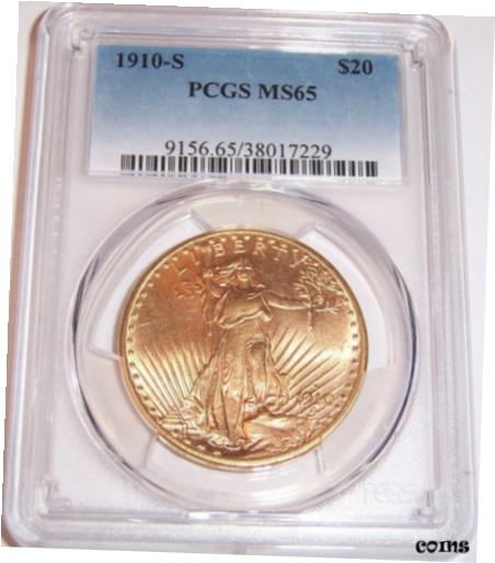 【極美品/品質保証書付】 アンティークコイン 金貨 RARE 1910-S $20 Philadelphia Gold GEM St Gaudens Double Eagle PCGS MS65!!! [送料無料] #got-wr-010946-2082